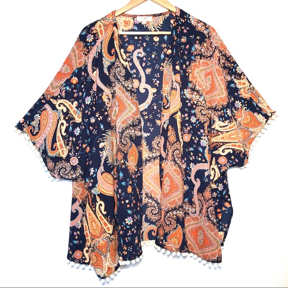 Umgee Tops - Umgee Paisley Boho Kimono or Beach Cover Up